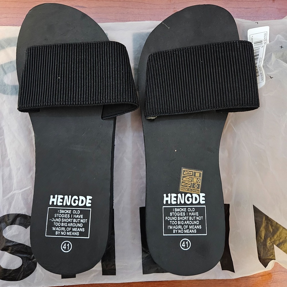 New Hengde Women's Basic Lightweight Slide Sandals Black Women Size US 10 EU 41